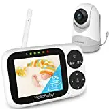 HelloBaby Baby Monitor with Camera and Audio,Two-Way Talk,Night Vision,8 Languages,1000ft Range,3.2" Video Baby Monitor IPS LCD Display,Temperature Sensor,VOX Mode,Smart Desktop,FHSS Network Security
